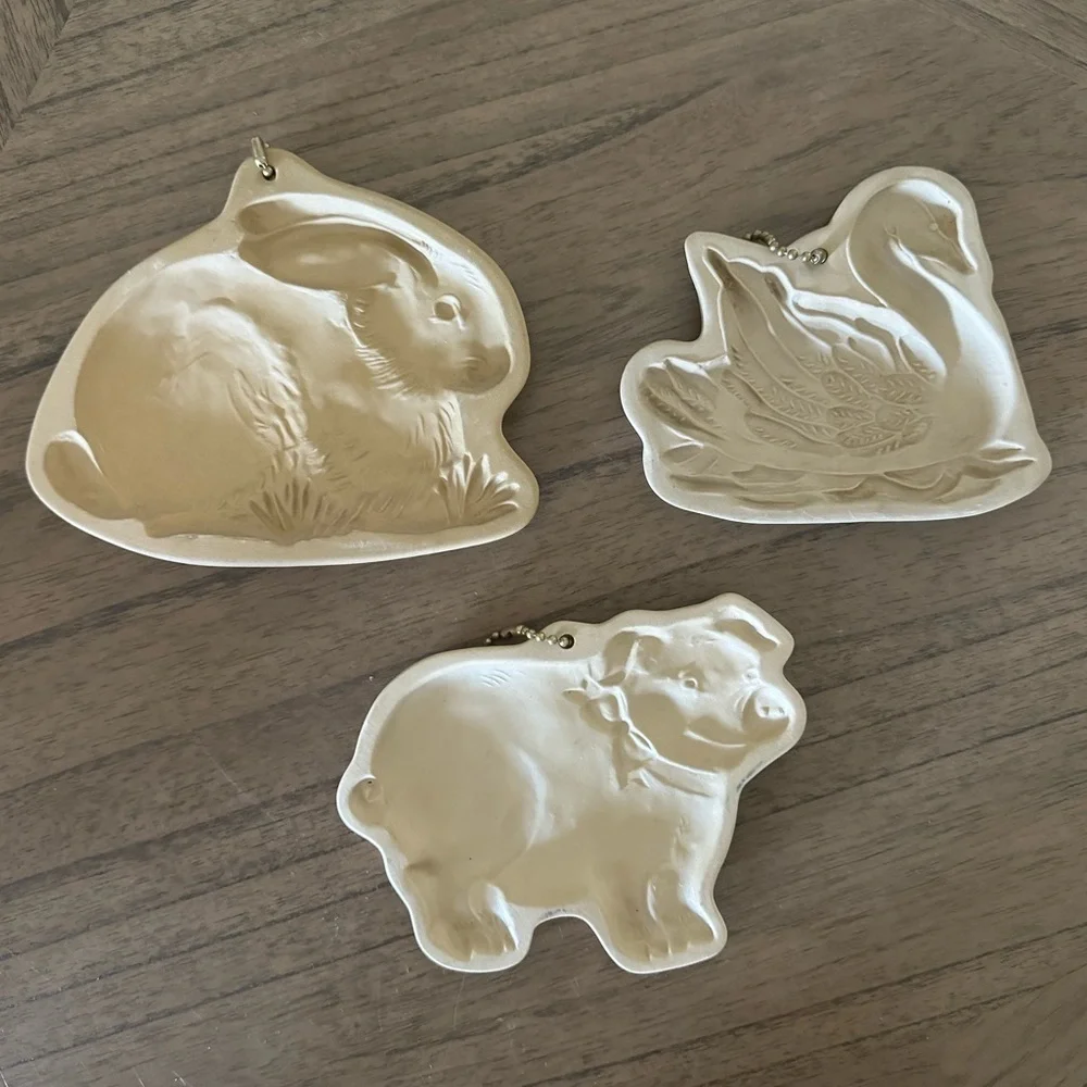 Brown Bag cookie art pig, swan and rabbit